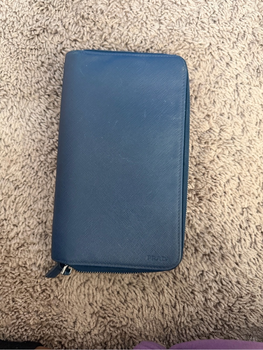 Navy Zip-Around Prada Wallet